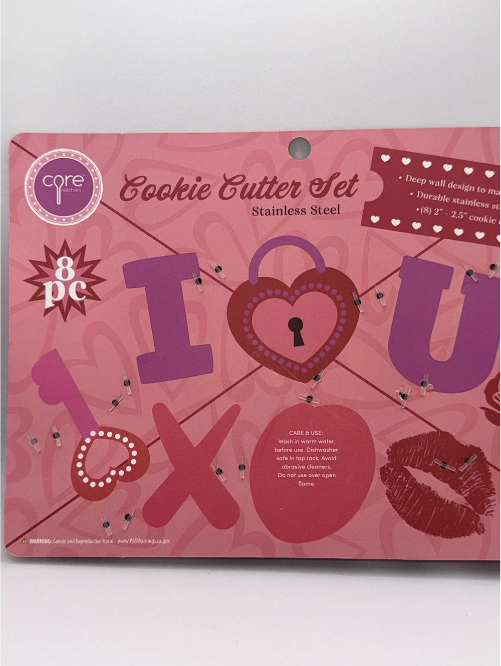 NEW! 8-Piece Stainless Steel Valentine Cookie Cutter Set